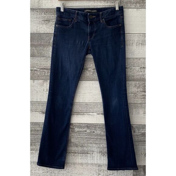 Express Barely Boot Low Rise Jeans Women 4R (Fit 30x32) Stretch Distressed - Picture 1 of 14